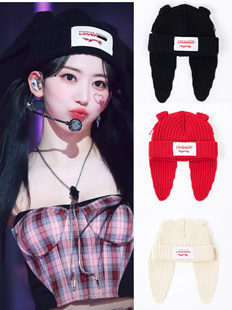 现货 Charles Jeffrey Loverboy Jennie同款 兔耳朵针织帽毛线帽