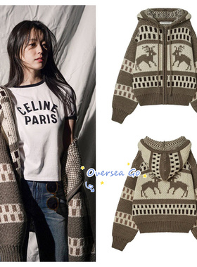 现货Theopenproduct 韩孝周 姜涩琪同款外套 小鹿连帽针织衫毛衣