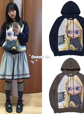 现货 coyseio 联名blythe  26早春新款卡通娃娃连帽卫衣外套女