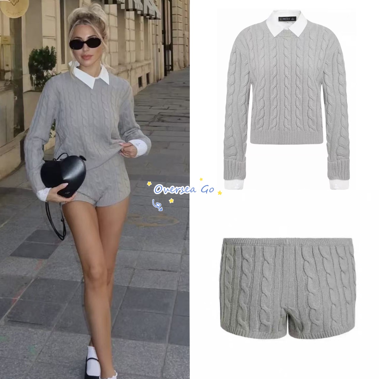 ELSAHOSK同款假两件针织衫毛衣