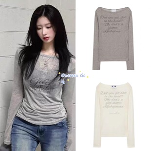 现货 gila archive 金智妮Jennie同款 字母微透长袖T恤打底衫女