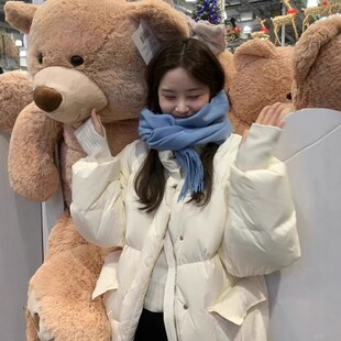 现货OUNCE 2025新款韩版纯色宽松休闲百搭立领大口袋羽绒服外套女