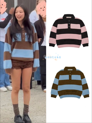 撞色针织衫金智妮jennie同款