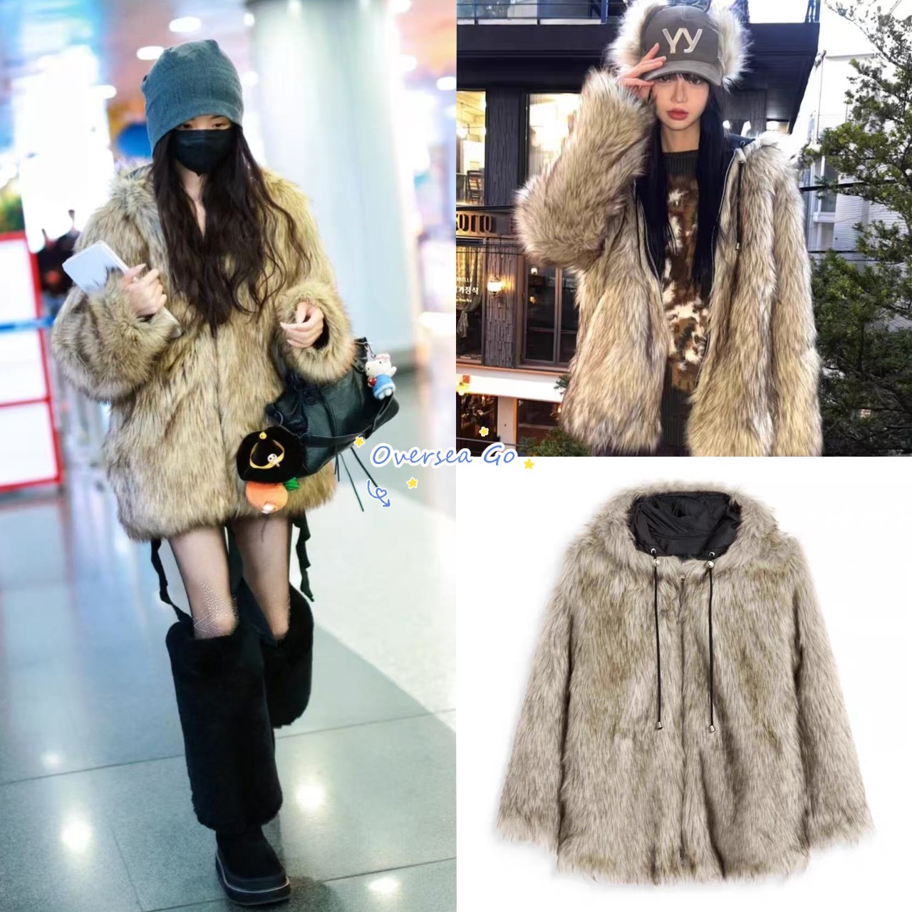 杨超越同款环保皮草双面可穿夹克