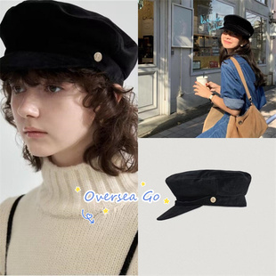 韩国正品 the barnnet 2023新款 八奶丝绒鸭舌帽报童帽女士帽子