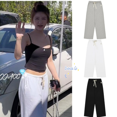 赵露思同款松紧腰阔腿休闲裤女
