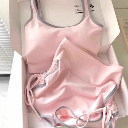 带胸垫睡衣女夏季纯棉吊带短裤甜美背心两件套运动大码夏天家居服