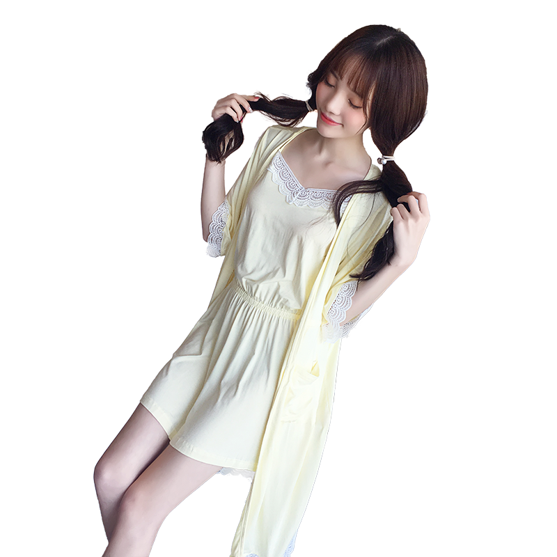 星蔻新款可爱性感睡衣女春夏木代尔连体睡裙情趣圆领两件套家居服