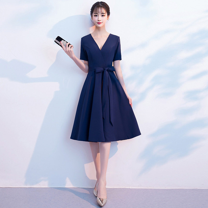 小个子晚礼服女平时可穿宴会高贵气质名媛聚会连衣裙短款简单大方