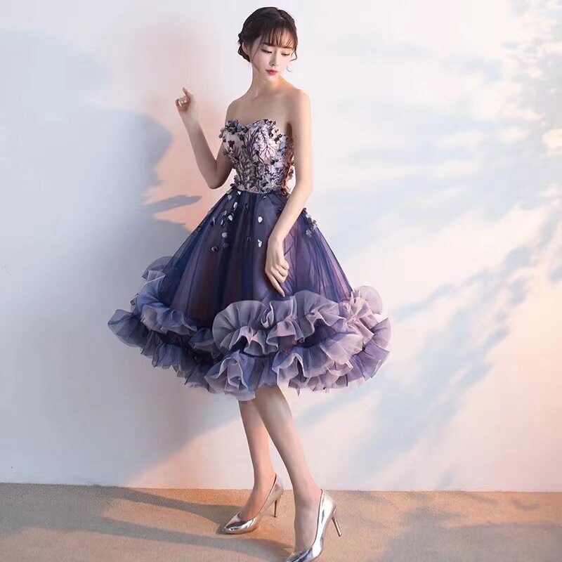 彩纱婚纱新款主持人演出学生声乐独唱艺考服装蓬蓬裙长款晚礼服女