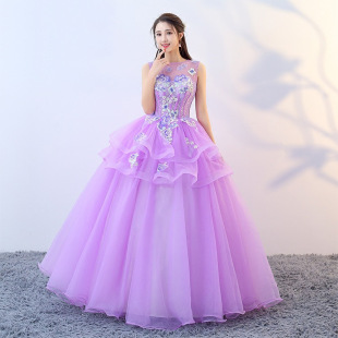演出服蓬蓬裙女2026新款独唱舞台民歌美声彩纱声乐艺考考试礼服女