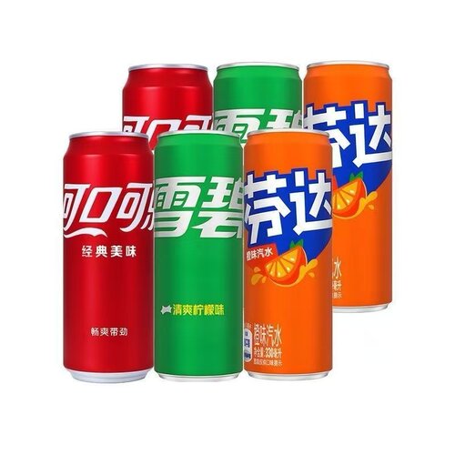 可口可乐雪碧芬达怡泉330ml*15罐混合随机拼箱高罐细长罐汽水
