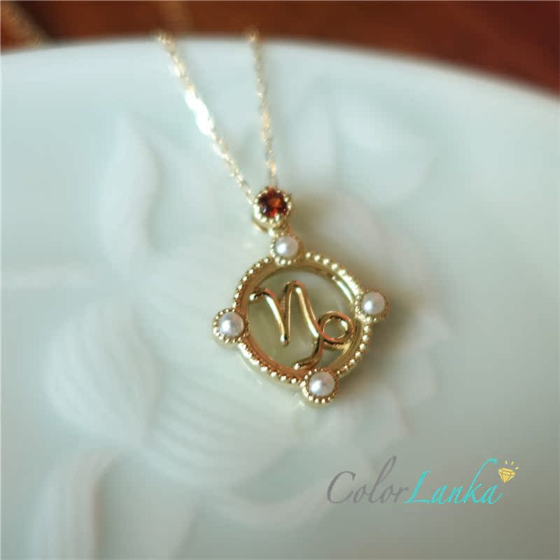 Ó¡ÏóÀ¼¿¨ÈÕ±¾ÕäÖéĦôÉ×ùÏîÁ´10K½ðÐÇ×ùʯÁñÊ¯Ëø¹ÇÁ´ÉúÈÕÀñÎï°üÓÊ