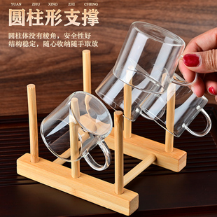 楠竹杯架茶杯架功夫茶杯架子沥水水杯收纳置物架倒挂玻璃杯防尘