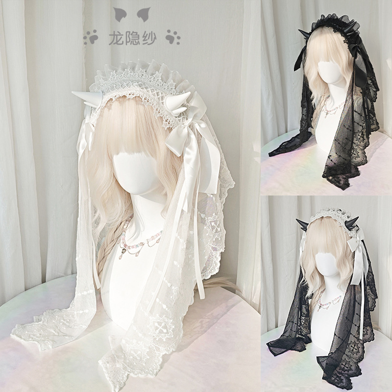 花嫁风y2k幻想生物发带原宿风复古龙娘发饰亚文化暗黑系法式头饰