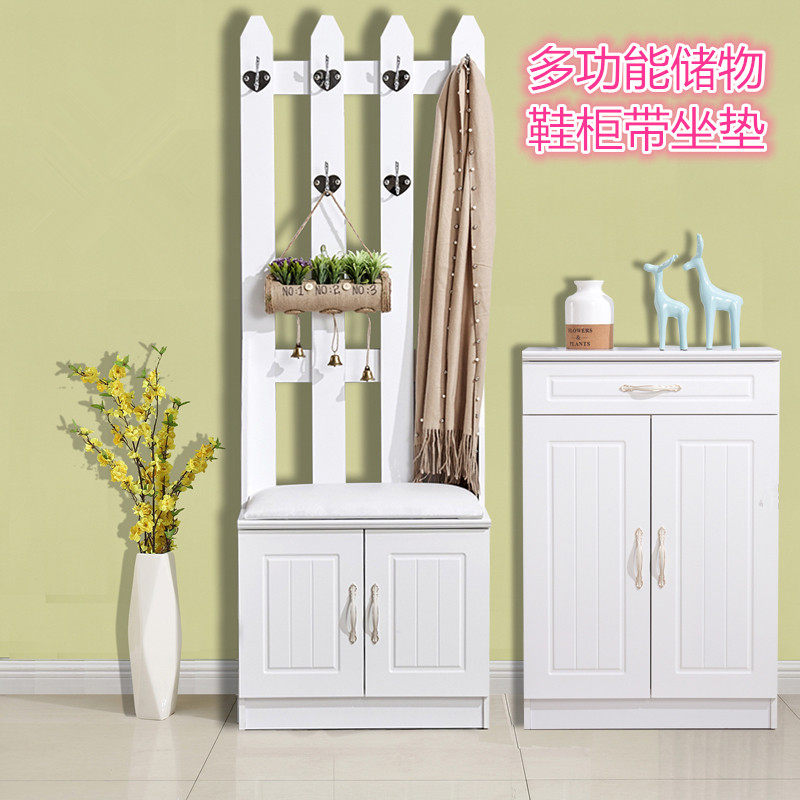 欧式鞋柜挂衣架带坐垫 多功能客厅门厅组合柜 白色烤漆储物柜包邮|ruв категории жилой мебели, кабинет, чистка - от Buy2taobao.com для оказания профессиональной услуги покупки агента Taobao