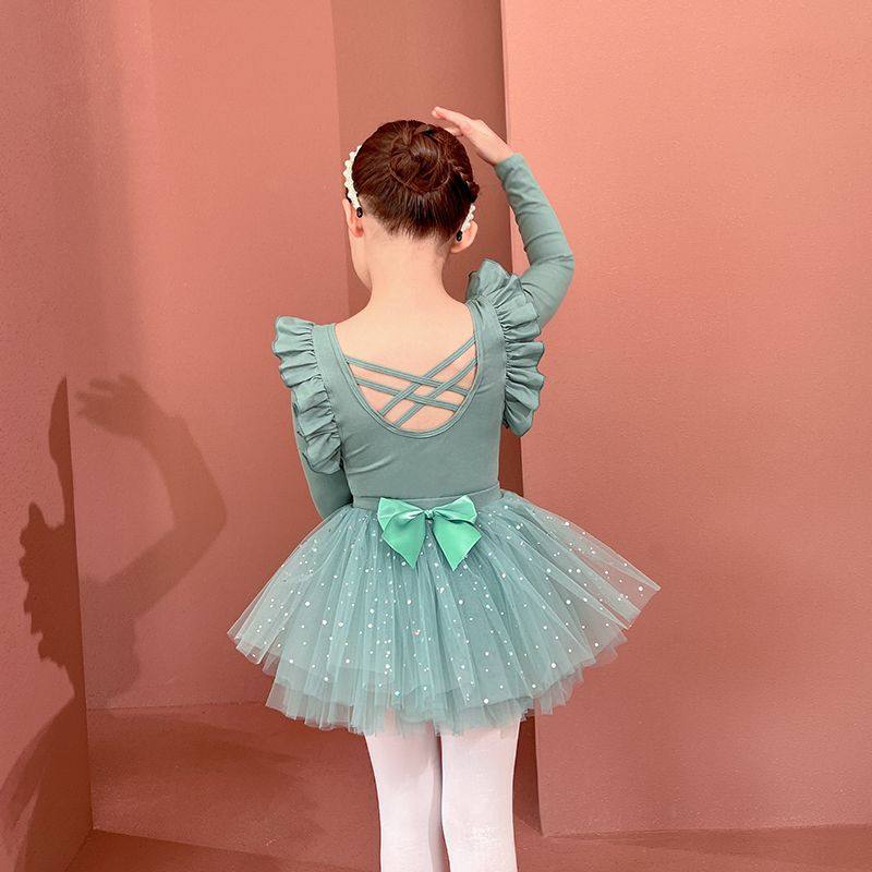 儿童舞蹈服纯棉秋季长袖