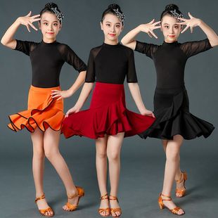 新款 拉丁舞套裙专业练功莫代尔演出服 拉丁服儿童女规定比赛服春季
