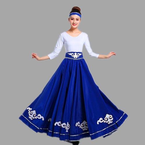 蒙古族舞蹈练习裙成人半