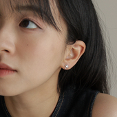 est studio简约百搭锆石小蘑菇通体925银耳钉女小众冷淡风耳环