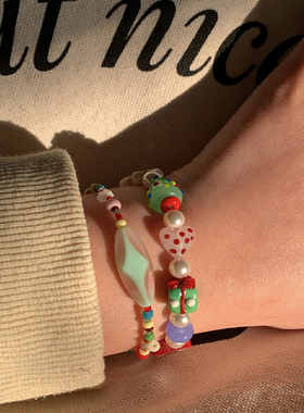 圣诞复古风原创设计手工串珠手链