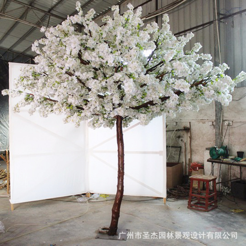 仿真樱花树大型商场新年许愿树装饰人造假花树3.5m仿真白色樱花树