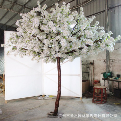仿真樱花树大型商场新年许愿树装饰人造假花树3.5m仿真白色樱花树