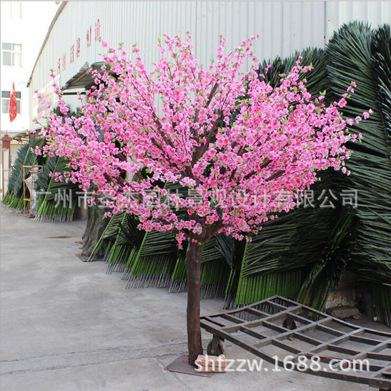 圣杰仿真桃花树室内外摆设大型仿真花树装饰新年许愿树装饰可阻燃