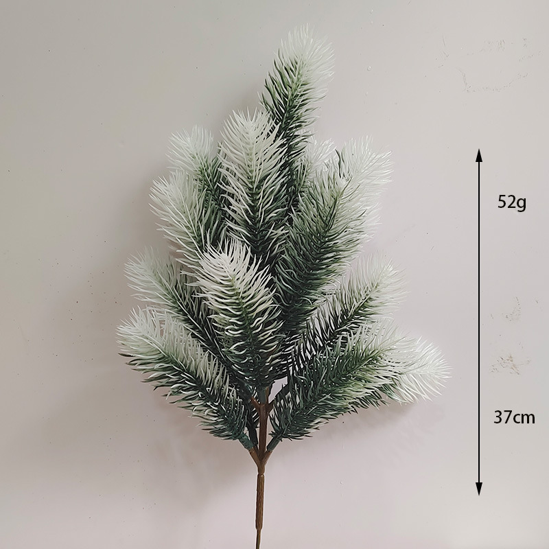 圣诞松针仿真植物塑料圣诞装饰插枝花枝配件DIY绿植白头松树枝