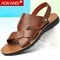 AOKANG SANDALS MENS GENUINE LEATHER SOFT SOLE PLUS SIZE MENS SANDALS SUMMER STYLE MIDDLE-AGED AND ELDERLY DAD DUAL-USE CASUAL SLIPPERS