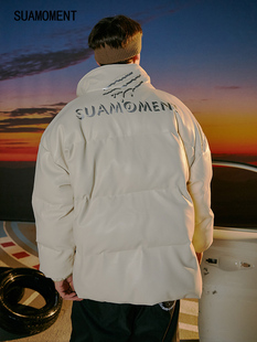 Suamoment抓痕立体血爪PU棉服潮流牌ins棉袄冬季外套情侣款棉衣