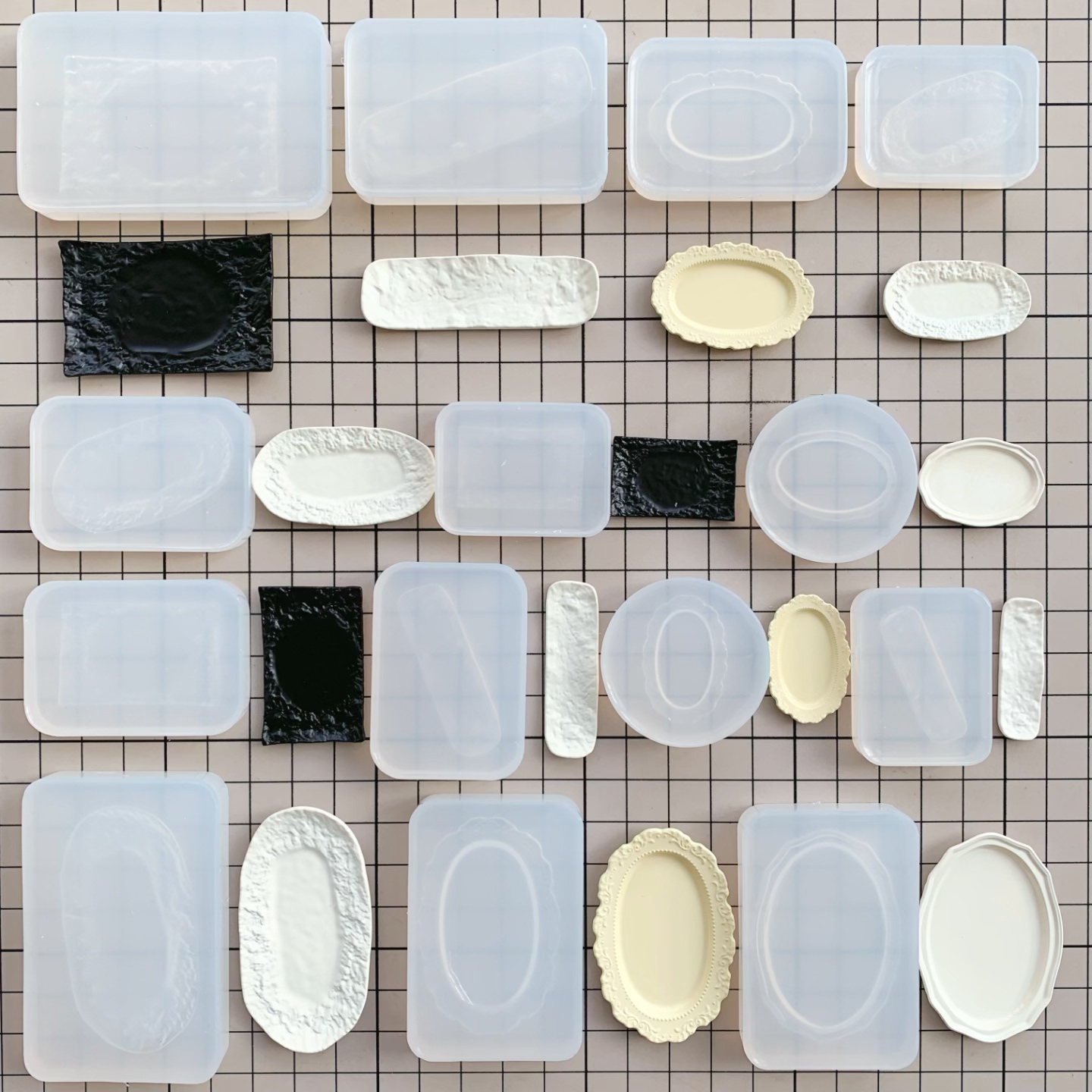 微缩食玩diy自制迷你餐具盘子碟子平盘花边盘寿司碟餐碟硅胶模具