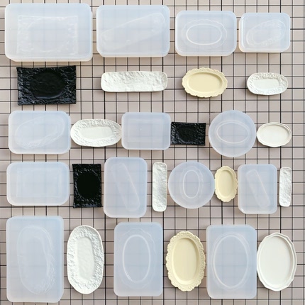 微缩食玩diy自制迷你餐具盘子碟子平盘花边盘寿司碟餐碟硅胶模具