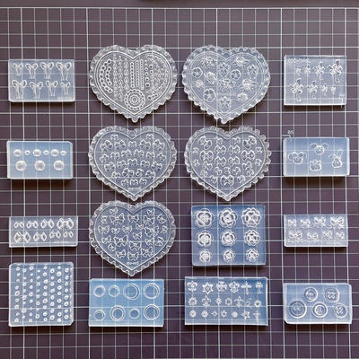 粘土手办食玩配件珍珠链条山茶花巴洛克树莓古风花朵纽扣硅胶模具