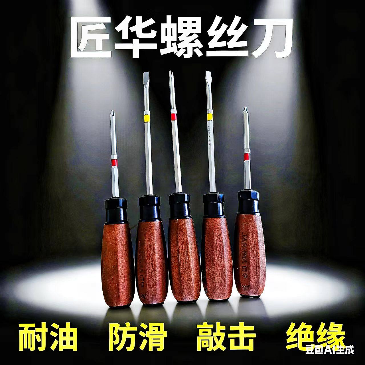 匠华螺丝刀螺丝批起子可敲击十字一字带抗压带防滑手柄耐油强磁
