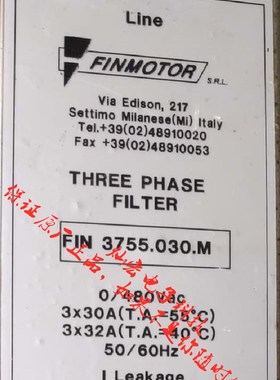 意大利FINMOTOR滤波器FIN1900G.025.M FIN1900G.032.M拍联系库存