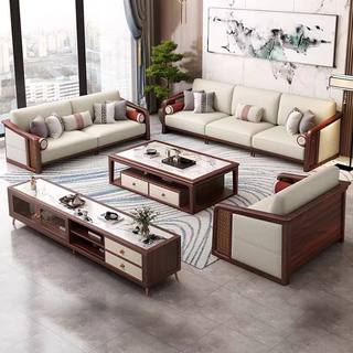 乌金木新中式实木沙发组合现代简约客厅轻奢小户型国潮风木质家具