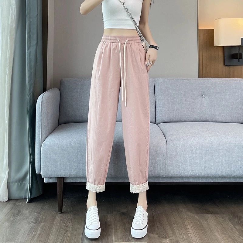 黑色蕾丝花边阔腿裤女春秋2025
