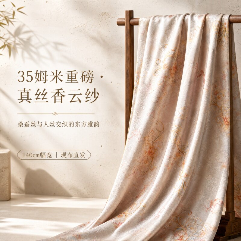 桑蚕丝香云纱旗袍面料