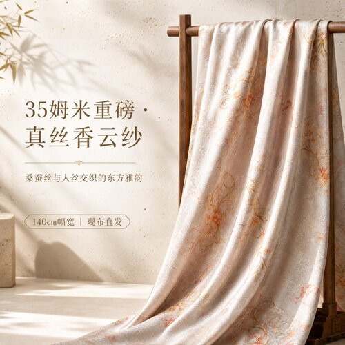 桑蚕丝香云纱旗袍面料