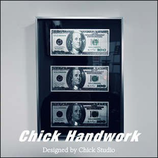 新款 Chick Studio 饰画A4桌面摆件 银箔美金墙上装