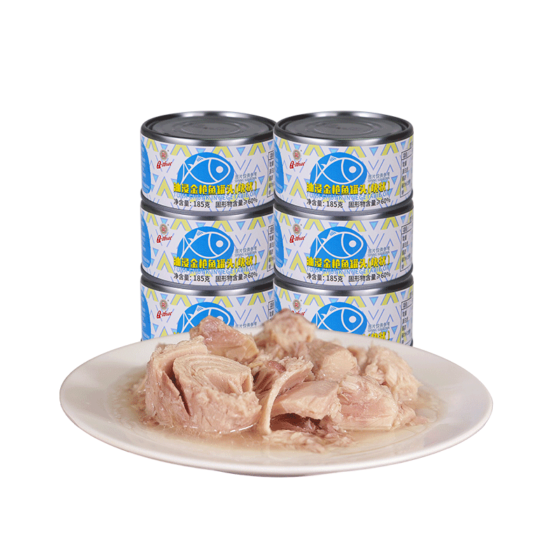 Q3油浸吞拿魚(yú)罐頭185g*6罐金槍魚(yú)罐頭可搭配即食沙拉健身餐三明治