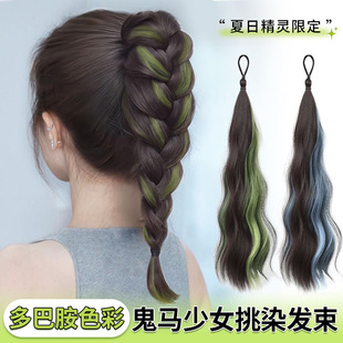 自绕式丸子头假发发束女2024新款挑染假发圈花苞头盘发发髻假发辫