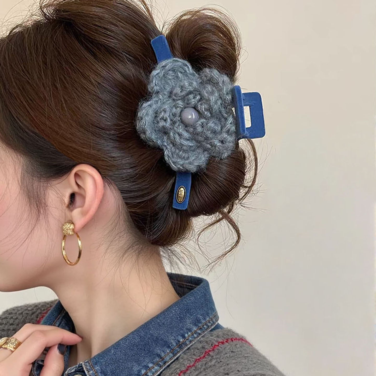 毛线花朵抓夹女2025新款后脑勺盘发鲨鱼夹子头饰发量多发夹子发饰,饰品/流行首饰/时尚饰品新,发饰,淘宝优惠券,粉丝福利购,淘宝优惠卷