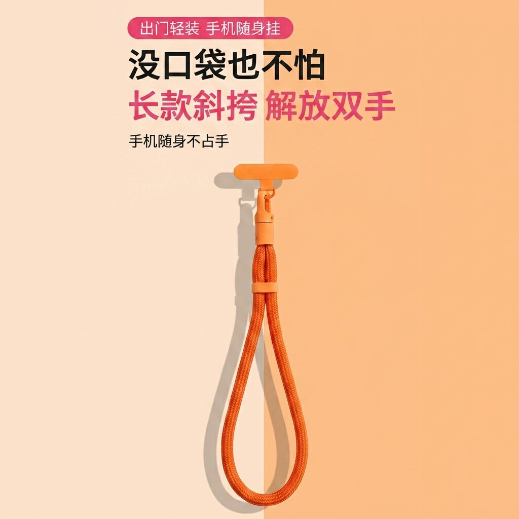 轻松可调节长短尼龙线材随身携带新款时尚简约手机编织绳挂绳防丢挂链长款户外防摔轻便便携不累赘钥匙扣挂件