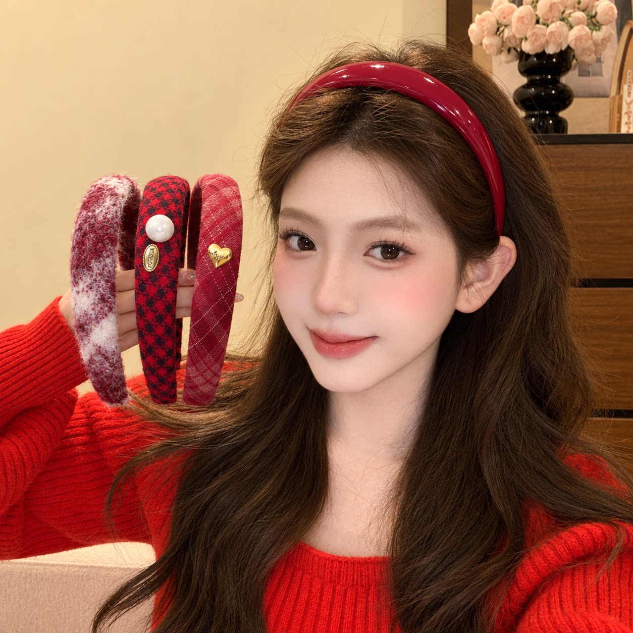 红色今年流行的发箍女高颅顶2026新款压发头箍高级感日常外戴发饰