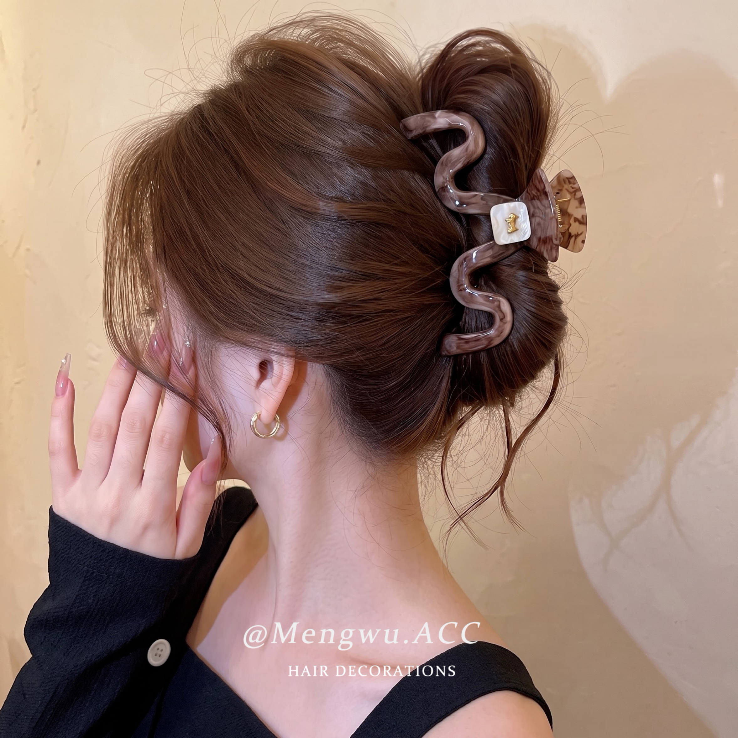 时尚流行高级感波浪抓夹女后脑勺鲨鱼夹气质盘发发夹百搭款头饰