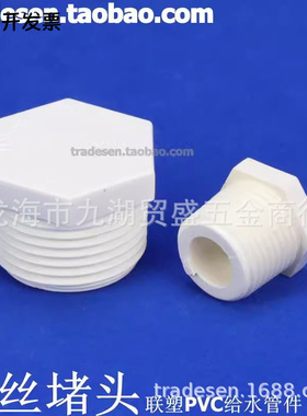 联塑PVC丝堵 PVC给水管配件 白色塑料 UPVC堵头 丝堵 封帽 外牙塞