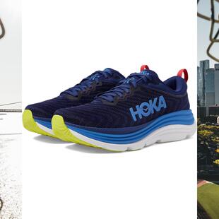 休闲专柜经典 HOKA 5男式 Gaviota 防滑耐磨蓝色低帮运动训练跑步鞋