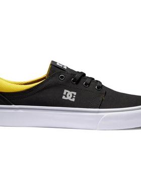 代购DC男士滑板鞋透气轻便耐磨防滑黑色黄色内衬白色鞋底